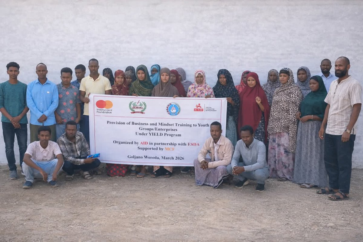 AidforIDev's tweet photo. Under the YIELD Program, AID delivered Business and Mindset training to 80 youth in Goljano Woreda, organized into two cohorts of 40 participants each. Notably, 80% of the participants were women. 

#MCF
#ESDA 
#AID 
#YIELDProgram 
#GoljanoWoreda 
#SomaliRegion https://t.co/ayOEL8JnuG