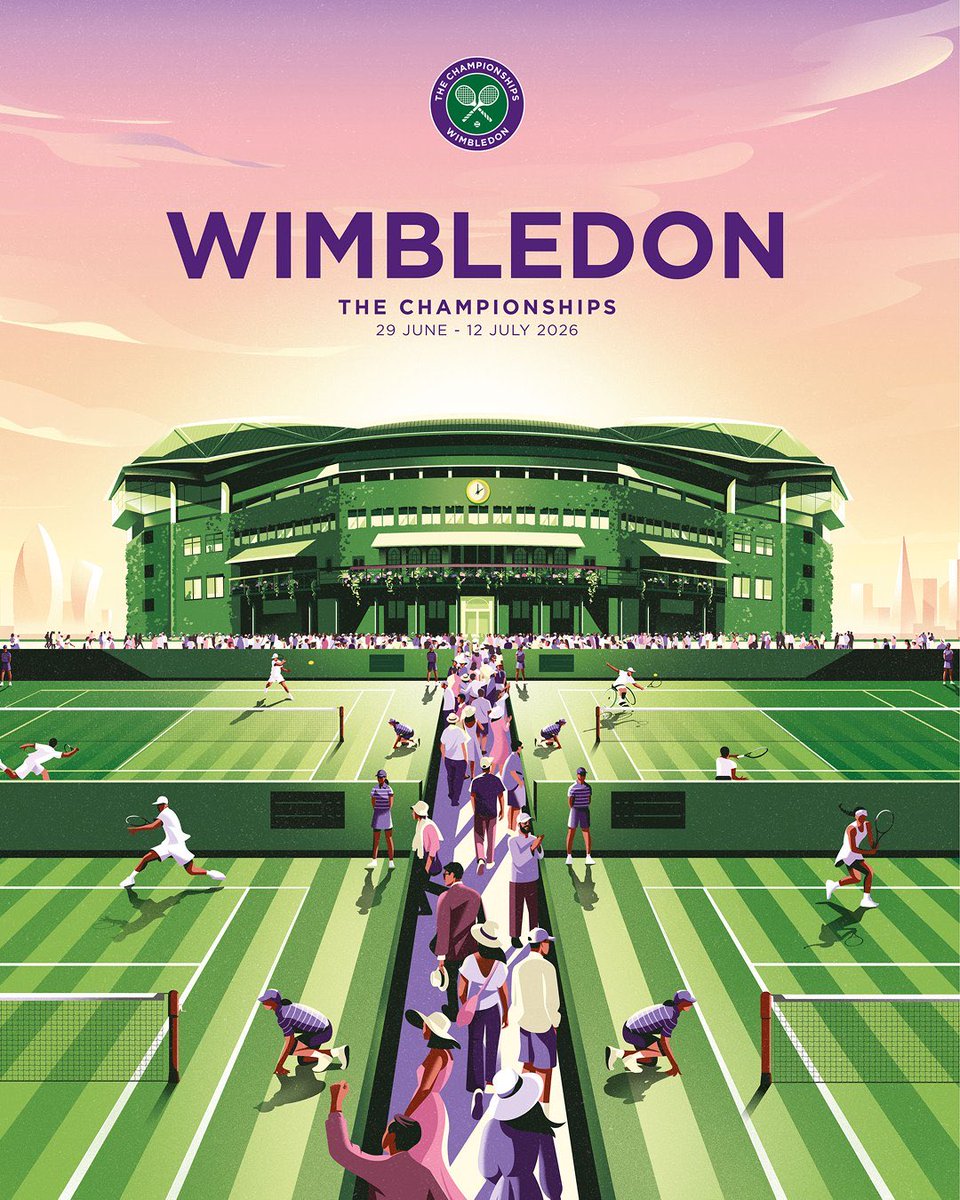 100 days to go and here is the poster for Wimbledon 2026.  #wimbledon
