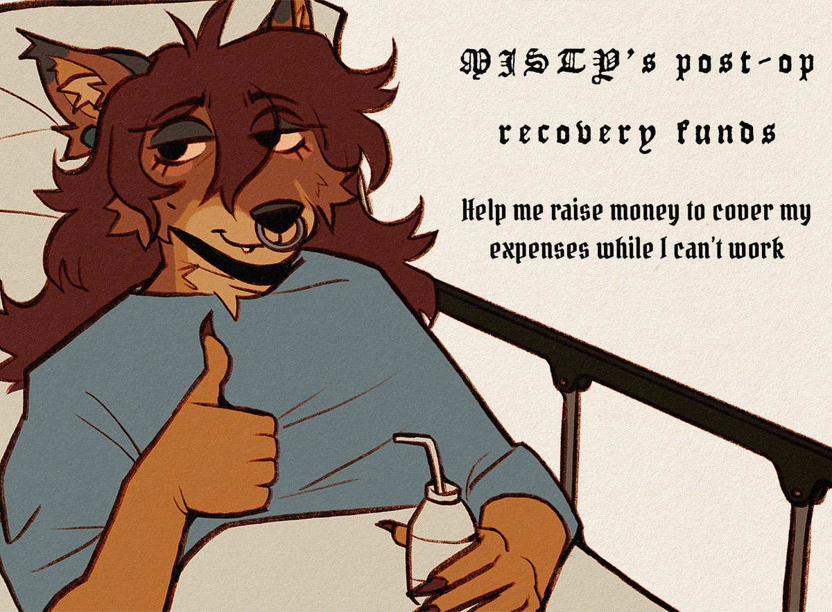 _MJSTY_'s tweet photo. In a couple of months I’ll have to go through a surgery and during my recovery I can’t work, meaning it’ll affect my income 
As a freelancer I don’t have a “sick lease” so I’m raising funds to save money for this post-op period 

Check out my Kofi under the comments section https://t.co/5ivfdueOn1