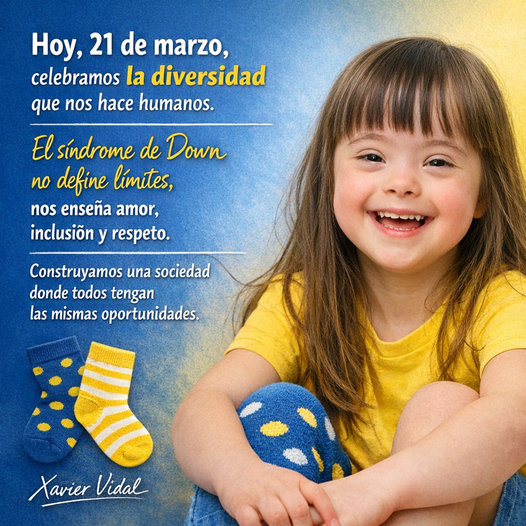 Hoy 21 de marzo conmemoramos el Día Mundial del Síndrome de Down 💙💛
En Cuenca necesitamos construir más políticas públicas para apoyar a quienes enfrentan esta realidad y donde la inclusión no sea un discurso, sino una realidad.
#DíaMundialDelSíndromeDeDown #XavierVidal #Cuenca