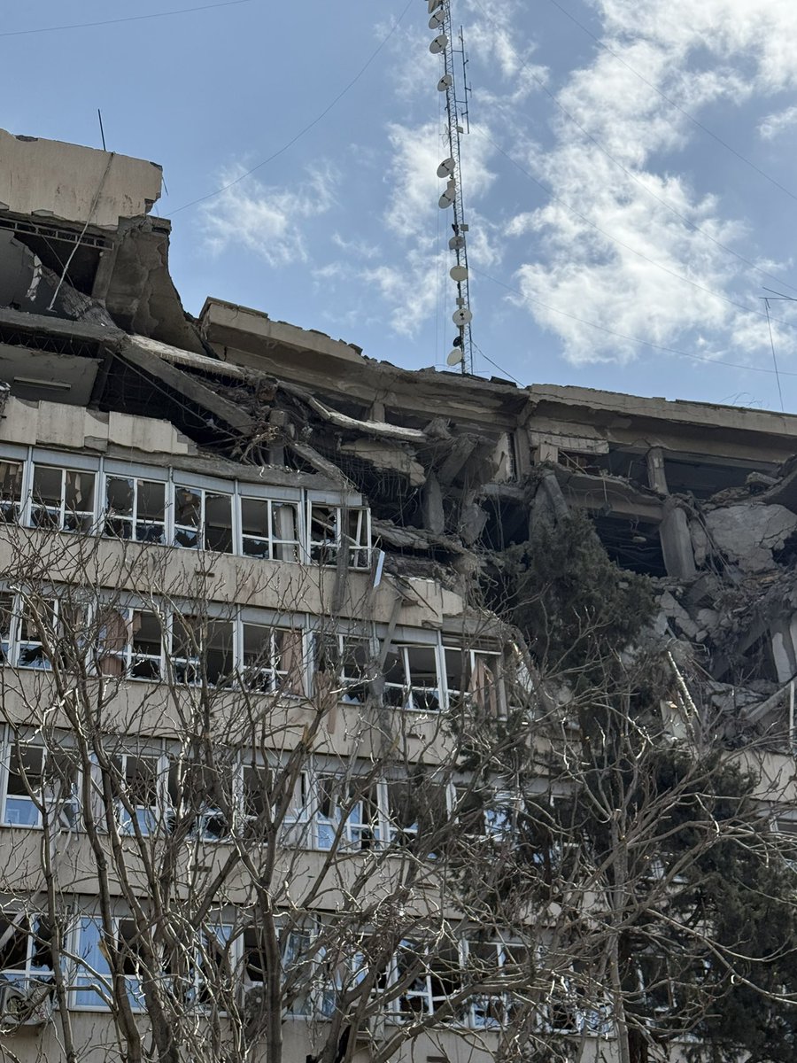 We just visited the Golestan Palace in Tehran.

The palace was damaged heavily by an Epstein Regime airstrike on a judiciary building, which is adjacent to the palace.

Remarkably, the antenna on the judiciary building remains standing.