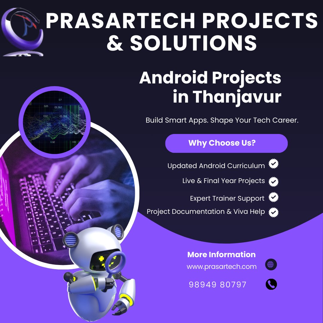 prasartechtnj's tweet photo. Android Projects in Thanjavur at PrasarTech with app training, code, PPT, and viva support for strong project skills.

Enroll now &amp; build your Android app!
https://t.co/v2LUpnD4wR

#AndroidProjects #FinalYearStudents #Thanjavur #PrasarTech #TechCareers #UGProject https://t.co/HKwMMnefJX