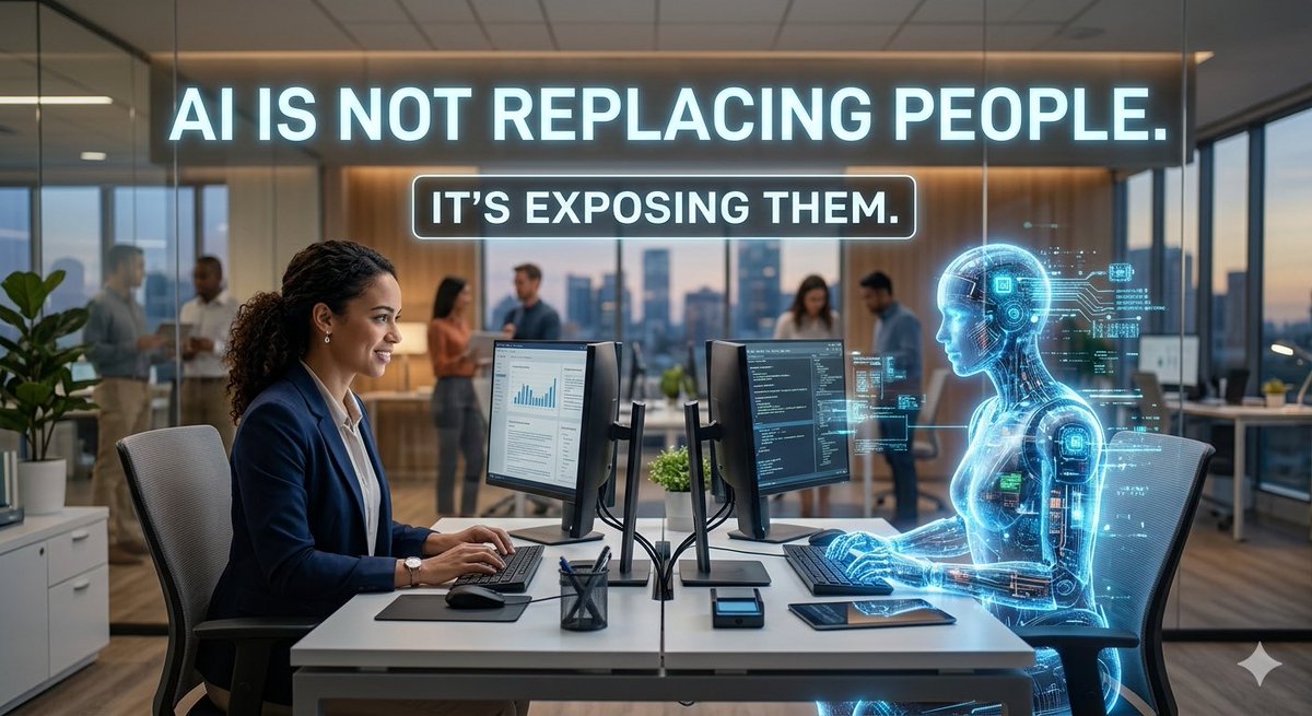 subburajgopal's tweet photo. AI isn’t replacing humans.

It’s exposing them.

Average vs Exceptional.

The gap is exploding. https://t.co/FmdUydmSMS