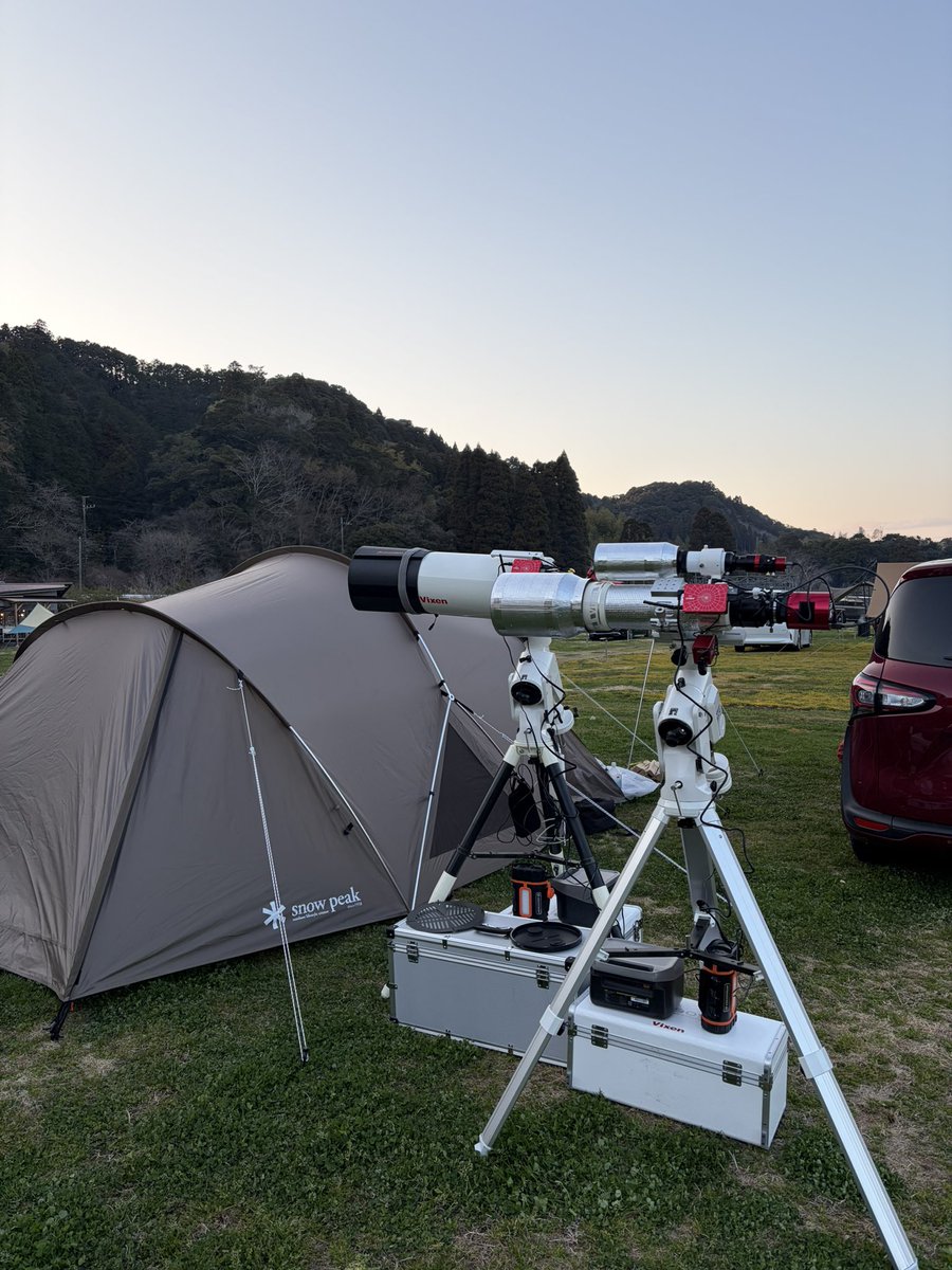 珍しく明るいうちに設置完了です🔭