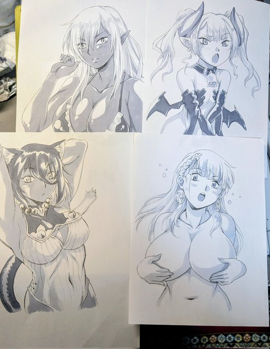 脱法テイマー8巻の書店特典用モノクロイラスト。コピー紙にコピックでサラサラっと。コピックにはコピー用紙が一番相性がいいですね。
さて今度は4Cカラーの特典イラストを‥ 