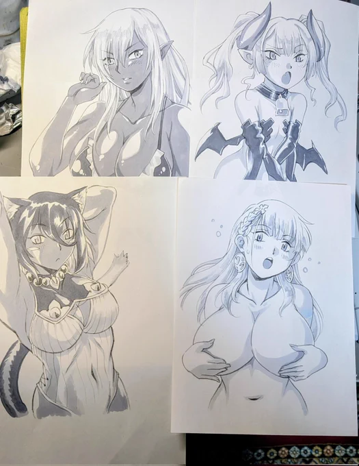 脱法テイマー8巻の書店特典用モノクロイラスト。コピー紙にコピックでサラサラっと。コピックにはコピー用紙が一番相性がいいですね。
さて今度は4Cカラーの特典イラストを‥ 