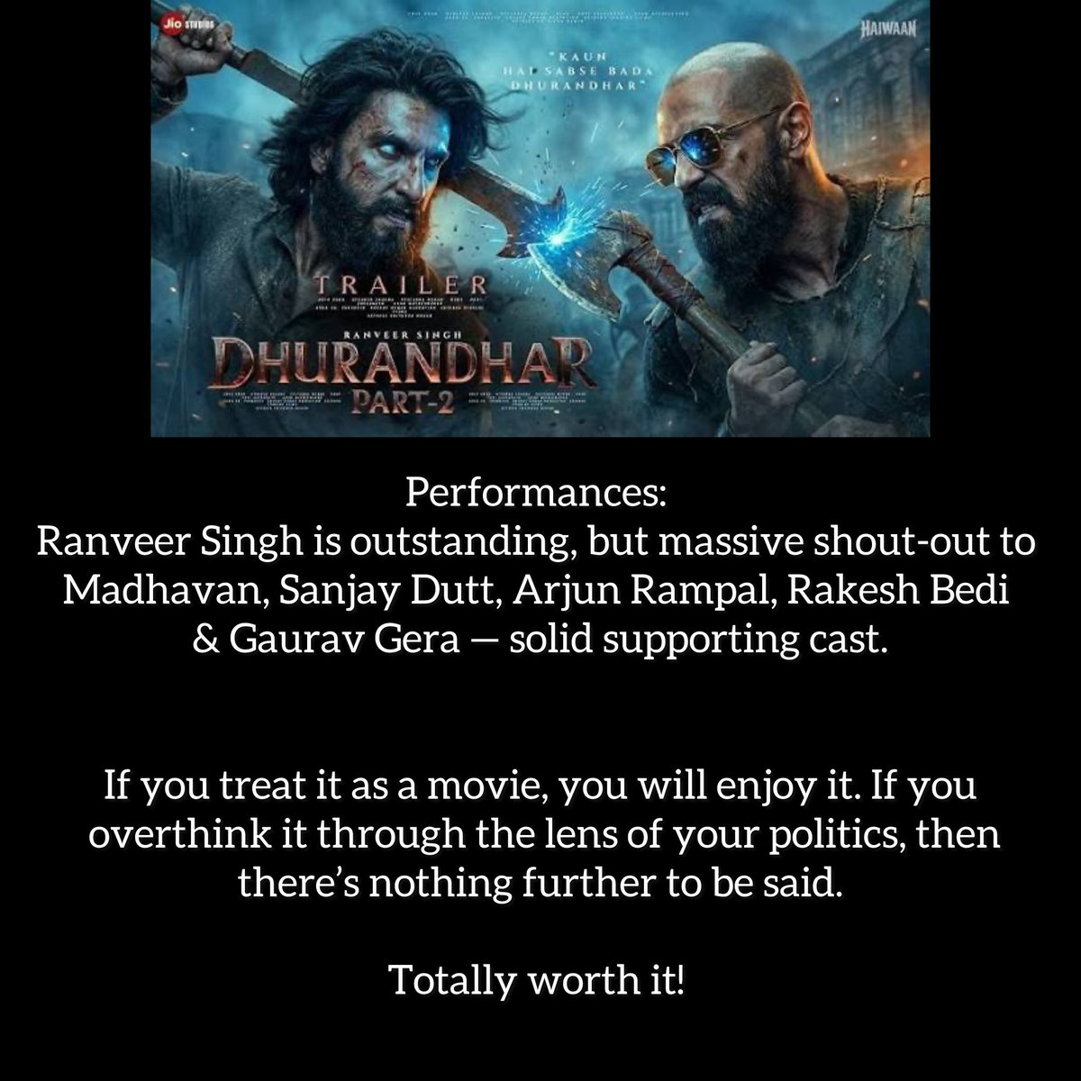Prerna_wahi's tweet photo. #Dhurandhar2‌ #dhurandhartherevenge #dhurandharreview https://t.co/cXYM6PtCWr