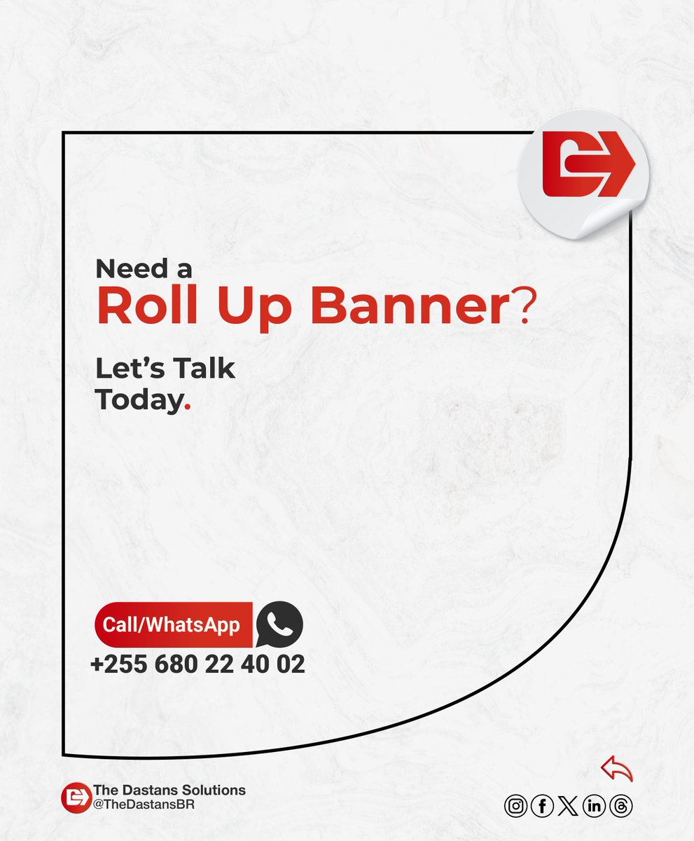 TheDastansBR's tweet photo. Need a Roll Up Banner?
Let’s Talk Today.
Call/WhatsApp: +255 680 22 40 02
Email: tds@thedastans.com

Cc @FnRConsulting

#RollUpBanner #FnRConsulting #TDS #TheDastans #WeDoItTogether https://t.co/EoTZFcZjO8