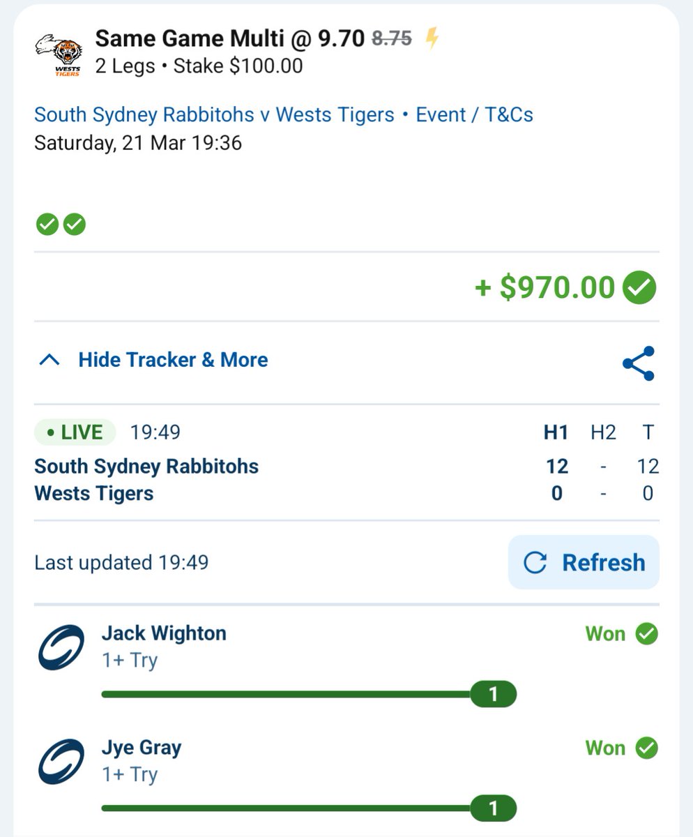 Wow that was fast 💰😎💵 NRL Rabbitohs vs Tigers