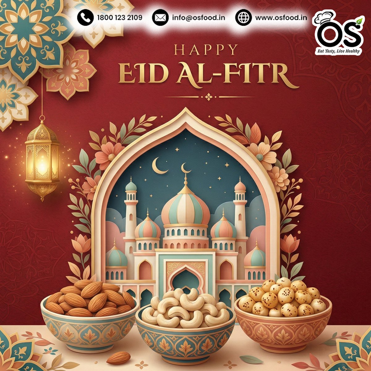 OSFood287124's tweet photo. Eid Mubarak 🌙✨
Celebrate Eid Al Fitr with स्वाद, joy &amp; togetherness ❤️
Make every dish special with OS Food!
#EidMubarak #OSFood #Eid2026 #FestiveFood #CelebrateEid https://t.co/wzleVcvhrq