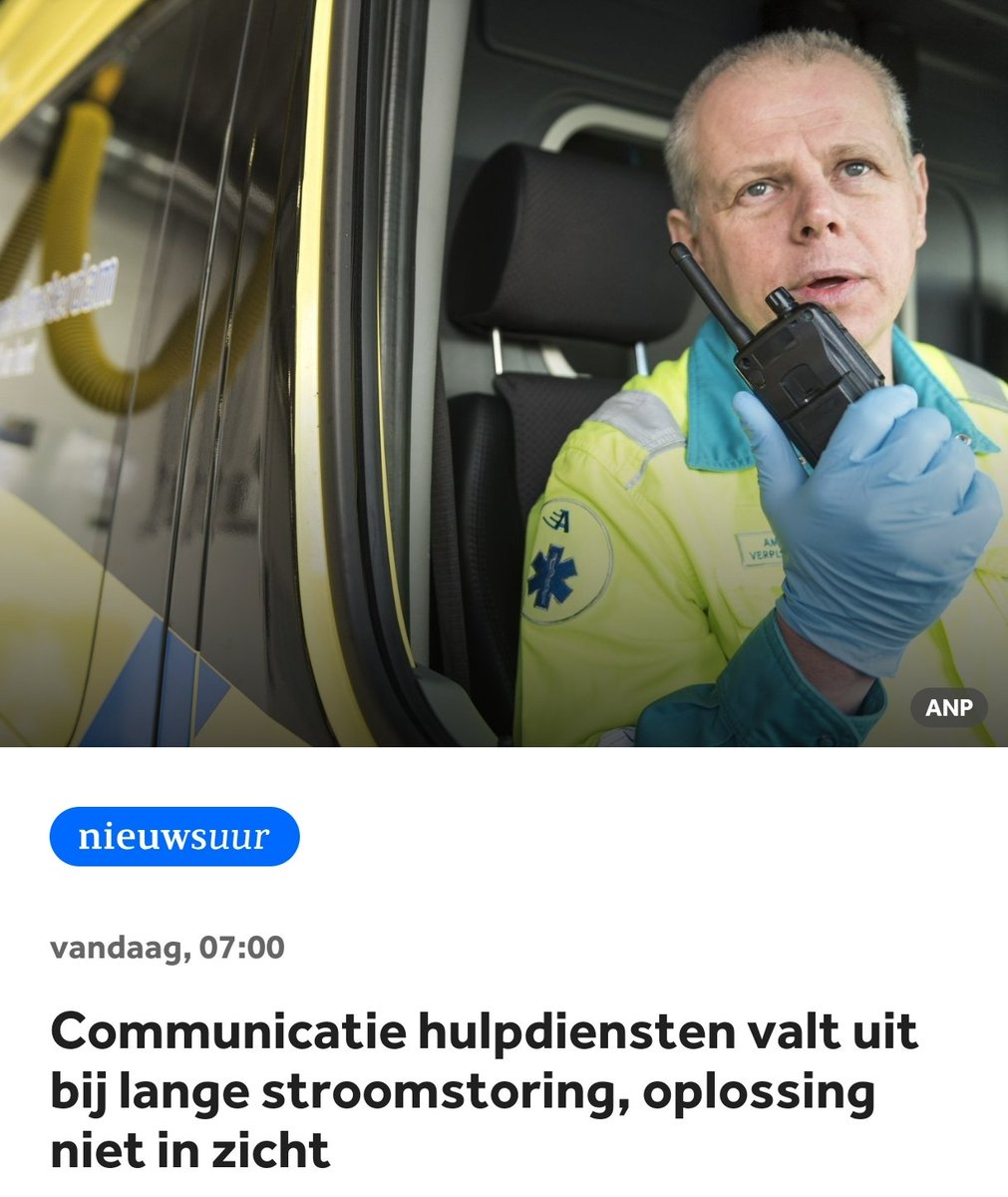 maartenbrink's tweet photo. Communicatie hulpdiensten valt uit bij lange stroomstoring, oplossing niet in zicht.
https://t.co/r4xw5BGNW7
#C2000 #politie #stroomstoring https://t.co/uUWvNYyEte
