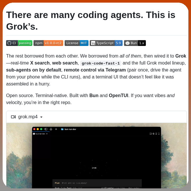 Grok CLI Agent：集成 X 搜索与 Telegram 控制