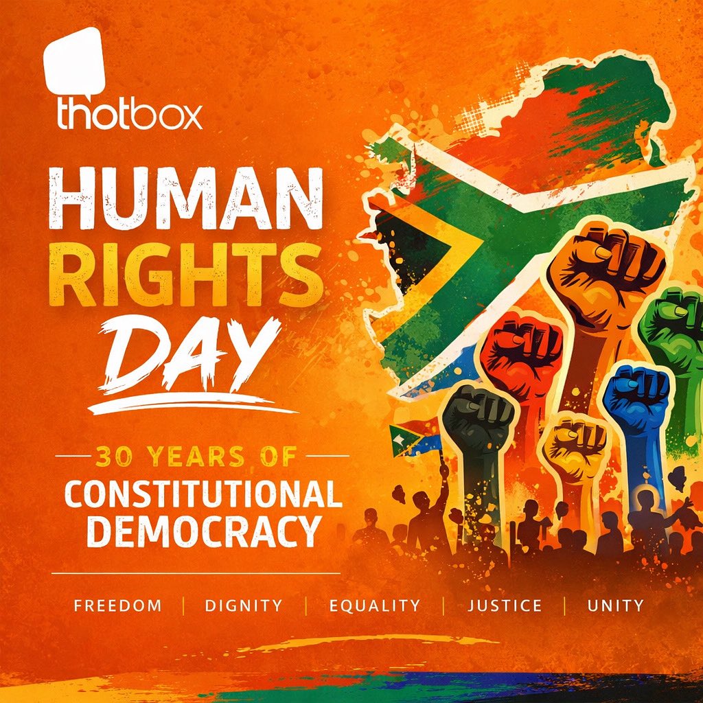 Thotbox_ZA's tweet photo. Celebrating 30 Years of Constitutional Democracy — a powerful reminder of how far we’ve come and the future we continue to shape ✊🏾✨

Today we honour the values that define us:
Freedom. Dignity. Equality. Justice. Unity.

🟧 South Africa belongs to all who live in it.

#ThotBox https://t.co/YRAANg3f8G