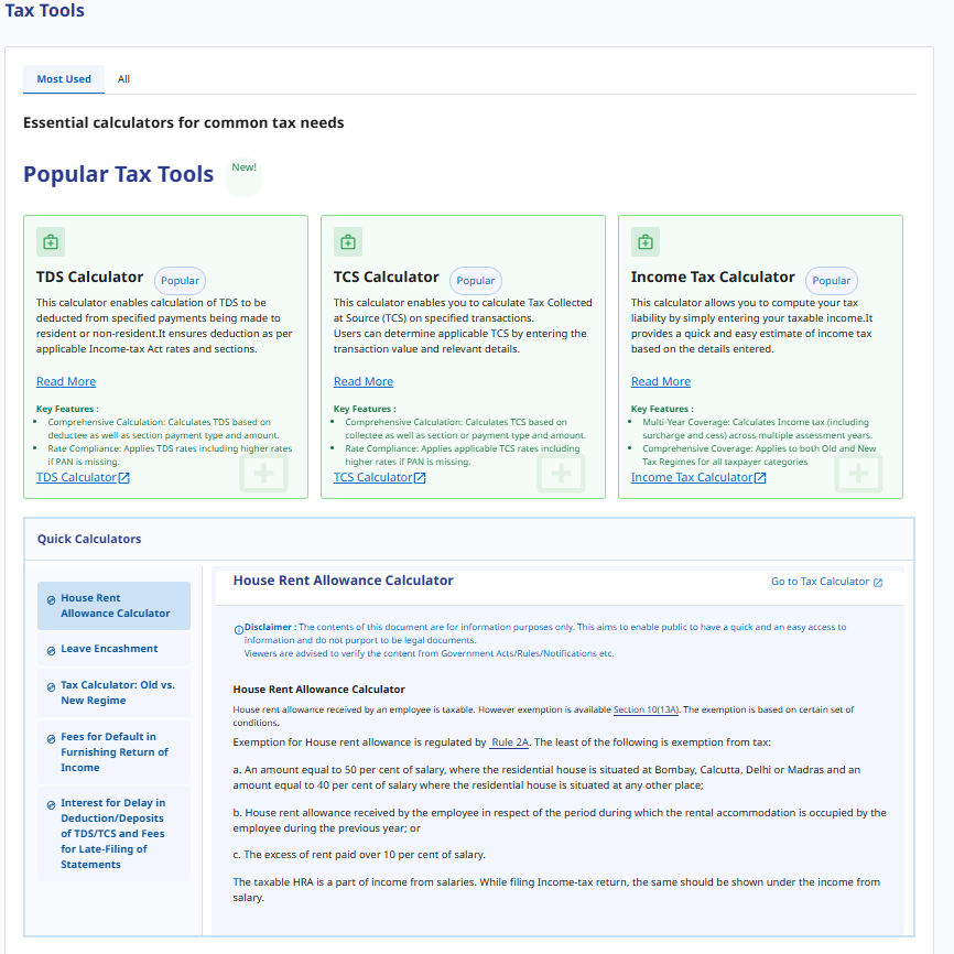 PratibhaGoyal's tweet photo. Popular Tax Tools Available at Income Tax Portal!

Great Work @IncomeTaxIndia https://t.co/2I5xIbUqWI