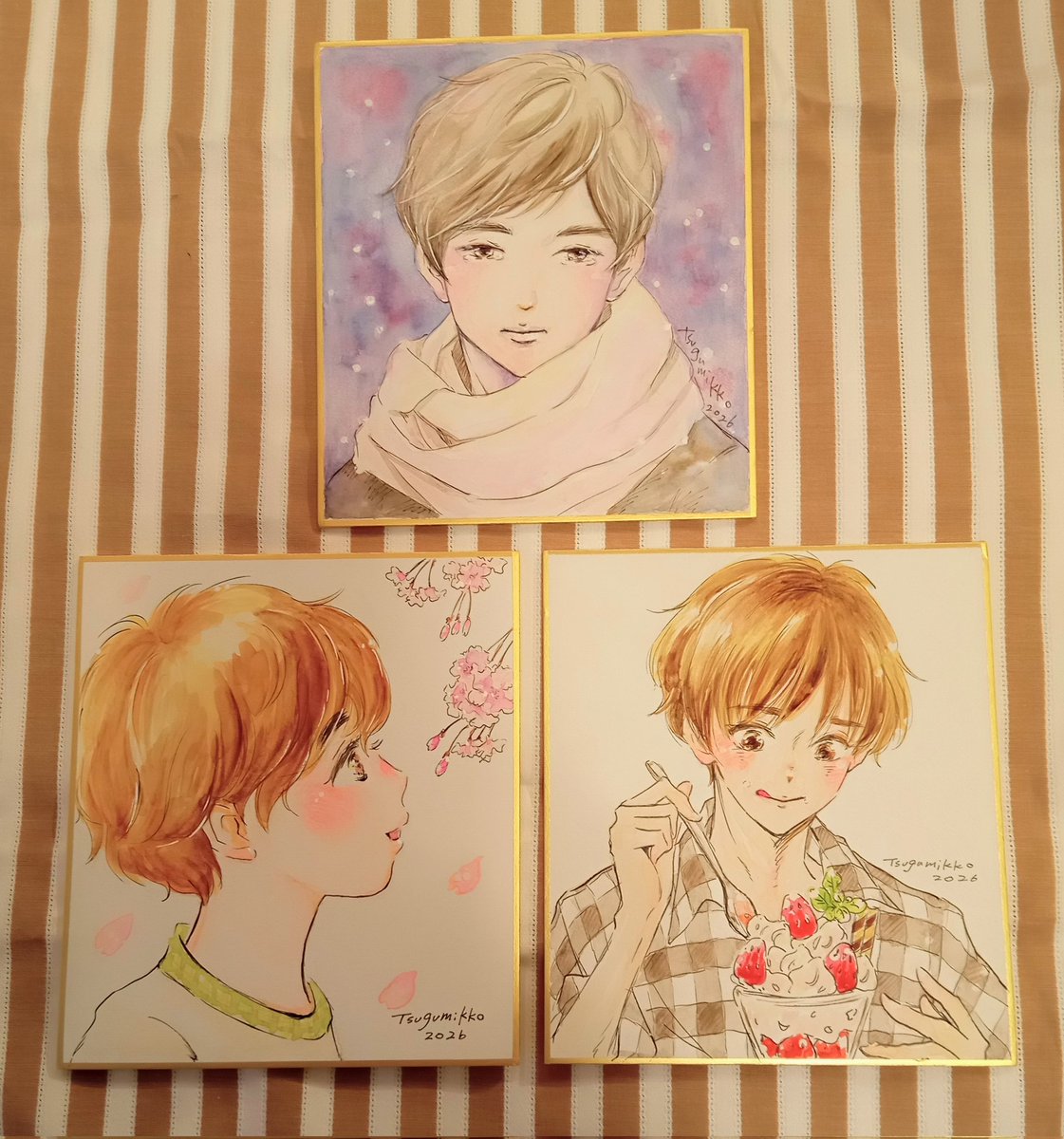 #j庭59
つぐカフェ【ね23a】
お品書きのつづきです
1/4サイズの色紙　各1000円
お一人様1枚まで
よろしくお願いします🙇