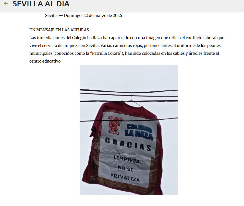Lo que ha aparecido en La Raza no es solo un polo colgado… es el grito de más de 300 familias que se van a quedar sin el sustento de sus hogares.

Esos polos rojos no son un símbolo cualquiera:...👇👇

sevillaldia.blogspot.com/2026/03/homena…