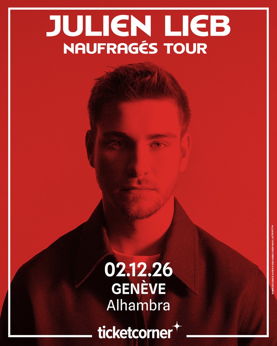 ticketcorner_R's tweet photo. 💥 Après avoir été sacré aux NRJ Music Awards 2025, #JulienLieb poursuit son ascension avec la sortie de son premier album «Naufragé» et annonce un concert unique en Suisse, le 2 décembre 2026 à l'Alhambra de Genève.
🎟️: https://t.co/UyccippTO5 ⬅️ #Ticketcorner https://t.co/6zrryhkrzM