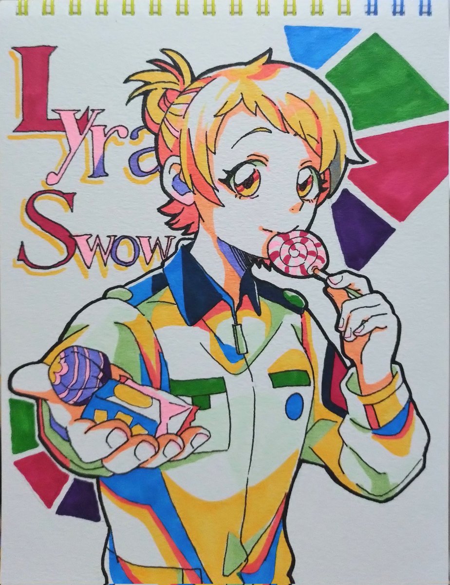 kaku_yo's tweet photo. @shikinoma_TL 
ありえん彩度のライラがお菓子をくれます
数億年ぶりにコピックつかった！ https://t.co/5cRmyfCW60