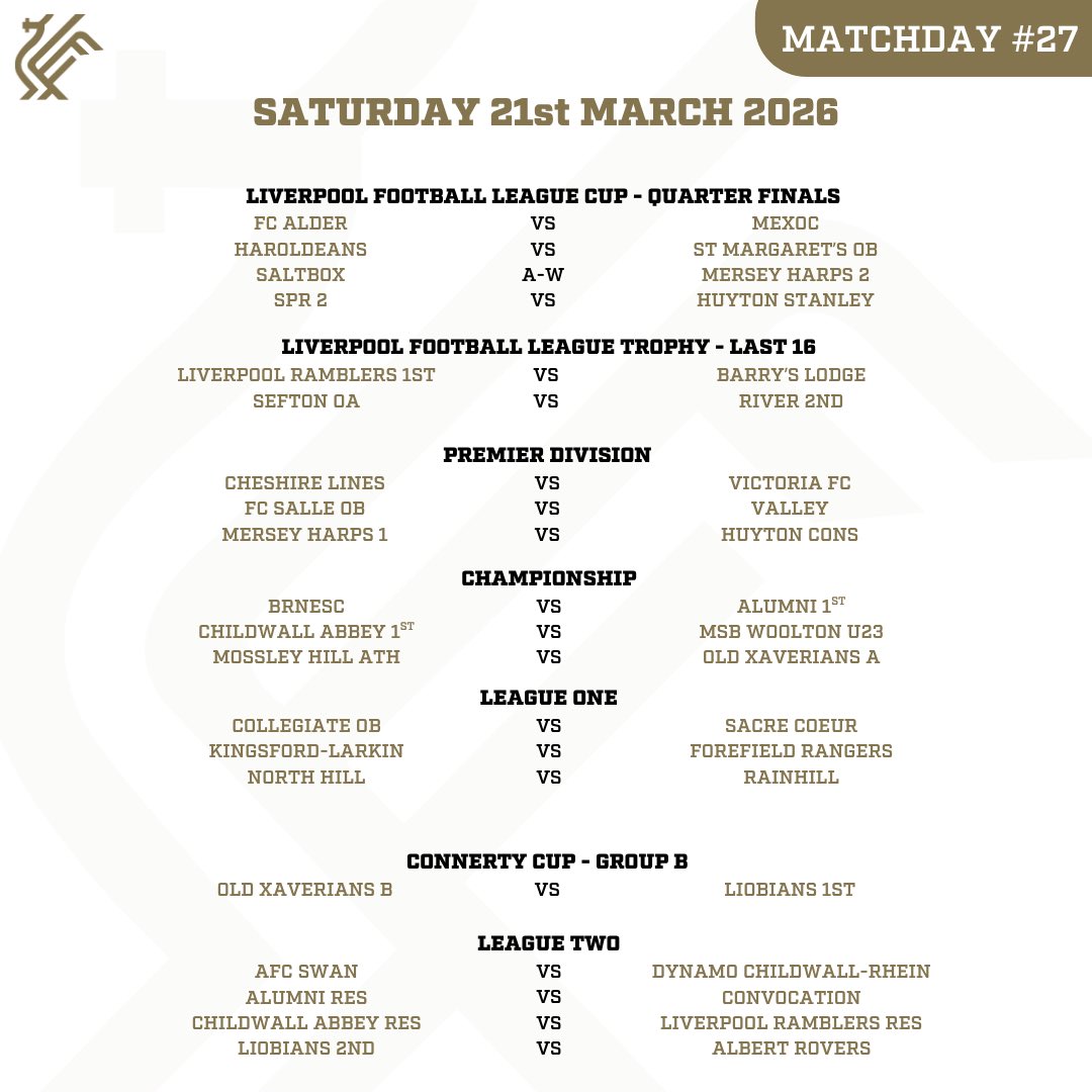 lpoolfl's tweet image. MATCHDAY #27
Saturday 21st March 2026

This weekend sees our LFL Cup Quarter Finals, remaining LFL Trophy ties and then some vital league games.

Who will make it through, and who will get those vital 3 points..? 

All to play for! Good luck everyone 👏

#LFL