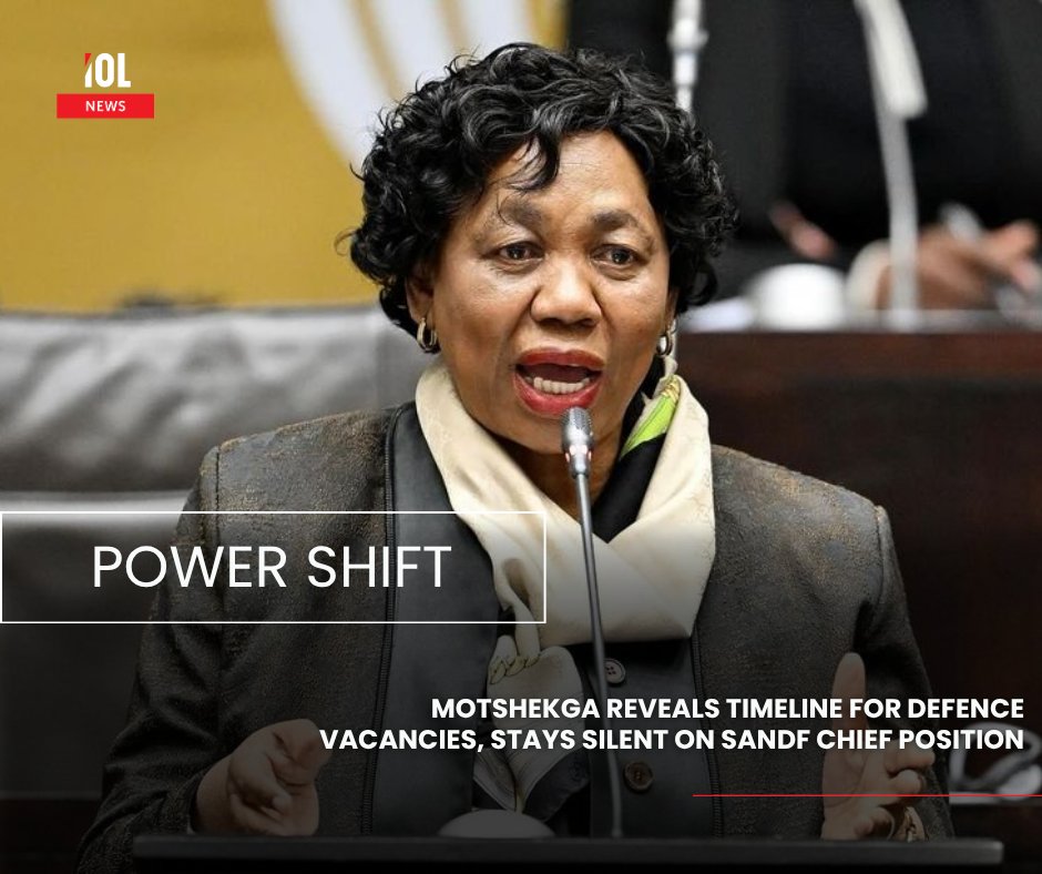 IOL's tweet photo. Defence Minister Angie Motshekga outlines timelines to fill long-vacant SANDF leadership posts, with Cabinet approvals pending and acting appointments holding key positions. 
#SANDFLeadership #DefenceVacancy #CabinetApproval #MilitaryUpdates #SouthAfrica 
Read more here: https://t.co/KF196Vvxew