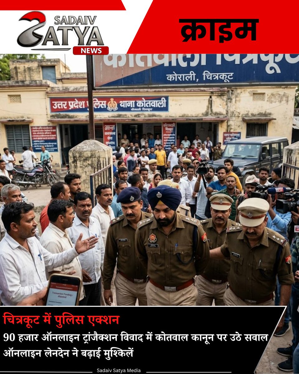 SadaivSatyaNews's tweet image. 🚨 चित्रकूट में पुलिस एक्शन पर सवाल!

₹90 हजार के ऑनलाइन ट्रांजैक्शन विवाद ने पकड़ा तूल 💻
कोतवाली की कार्रवाई पर उठे कानून और प्रक्रिया को लेकर सवाल
#Chitrakoot #UPPolice #CyberIssue #OnlineFraud #BreakingNews #IndiaNews #LawAndOrder #SadaivSatyaMedia #TrendingNews