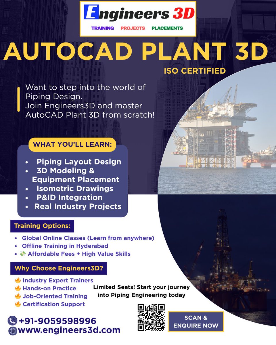 Engineers3d's tweet image. For enquiry click the link - forms.gle/QYntnn3Mzk4YQv…
Turn pipes into powerful careers with AutoCAD Plant 3D!  Affordable, hands-on, job-ready training—online or Hyderabad. Start building your future today! 💥

#PipingEngineering #AutoCADPlant3D #Engineers3D #DesignEngineering