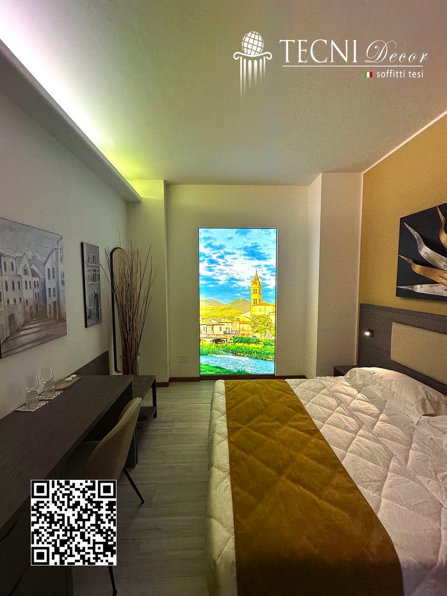 soffittitesi's tweet photo. Stanza senza finestra? No problem ci pensiamo noi !!  luminosa e con lo sfondo che preferisci!! Questa installazione è stata realizzata  nell'incredibile show-room della #Mobilspazio di Ancona che ringraziamo della fiducia!
#tecnidecorsoffittitesi #paretiscenografiche #follower https://t.co/17A2T8IN8R