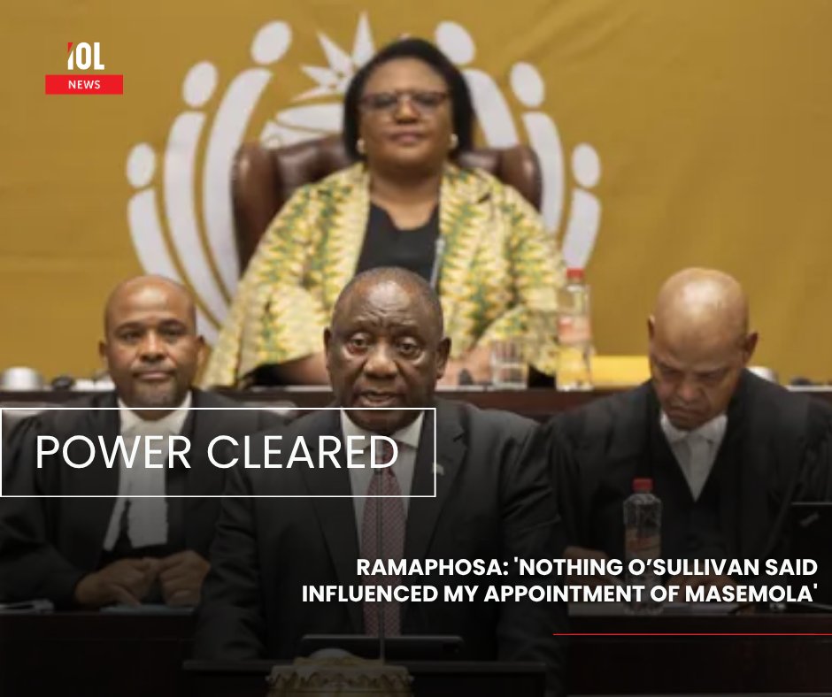 IOL's tweet photo. President Cyril Ramaphosa has told the Ad Hoc Committee that forensic fraud examiner Paul O’Sullivan played no role when he appointed General Fannie Masemola as the national police commissioner in April 2022.
#Ramaphosa #Masemola #PoliceAppointment #PaulOSullivan #SouthAfrica
Read more here: https://t.co/S1C6dAY6zV