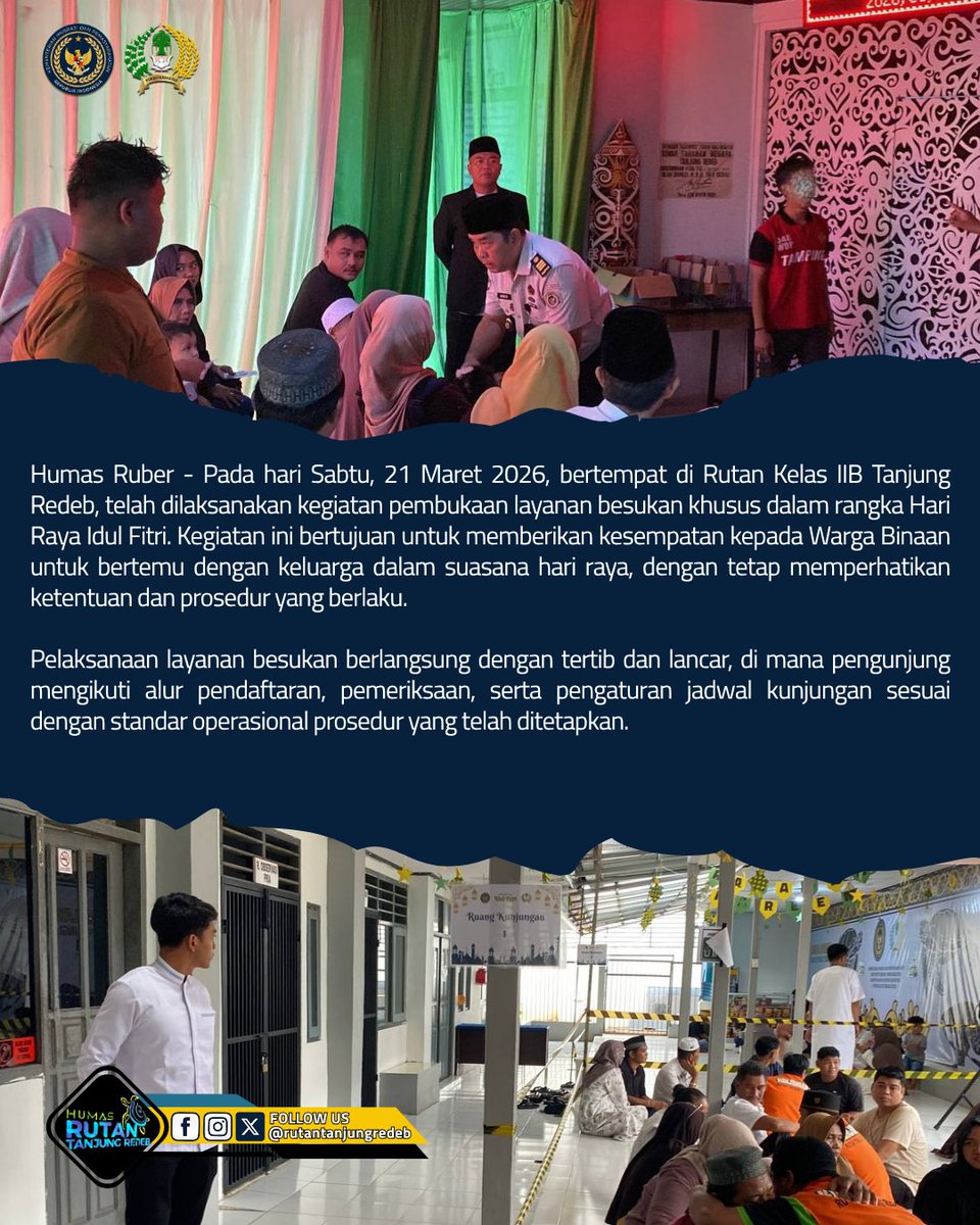 Rutan_tj_redeb's tweet image. Humas Ruber — Tangis haru mewarnai besukan Idul Fitri di Rutan Tanjung Redeb. Rindu terbayar dalam pelukan hangat penuh makna.

Momen singkat, namun menjadi penguat harapan dan cinta yang tak terputus.

#kemenimipas
#imipas
#pemasyarakatan
#ditjenpas
#rutantanjungredeb