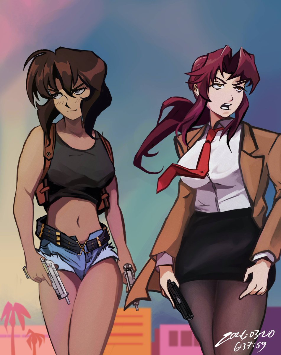 I actually made a LOT of mistakes on this one. For instance, I forgot the Thai inscription on the Cutlass. Oh well.

Drawing Revy was really fun though.