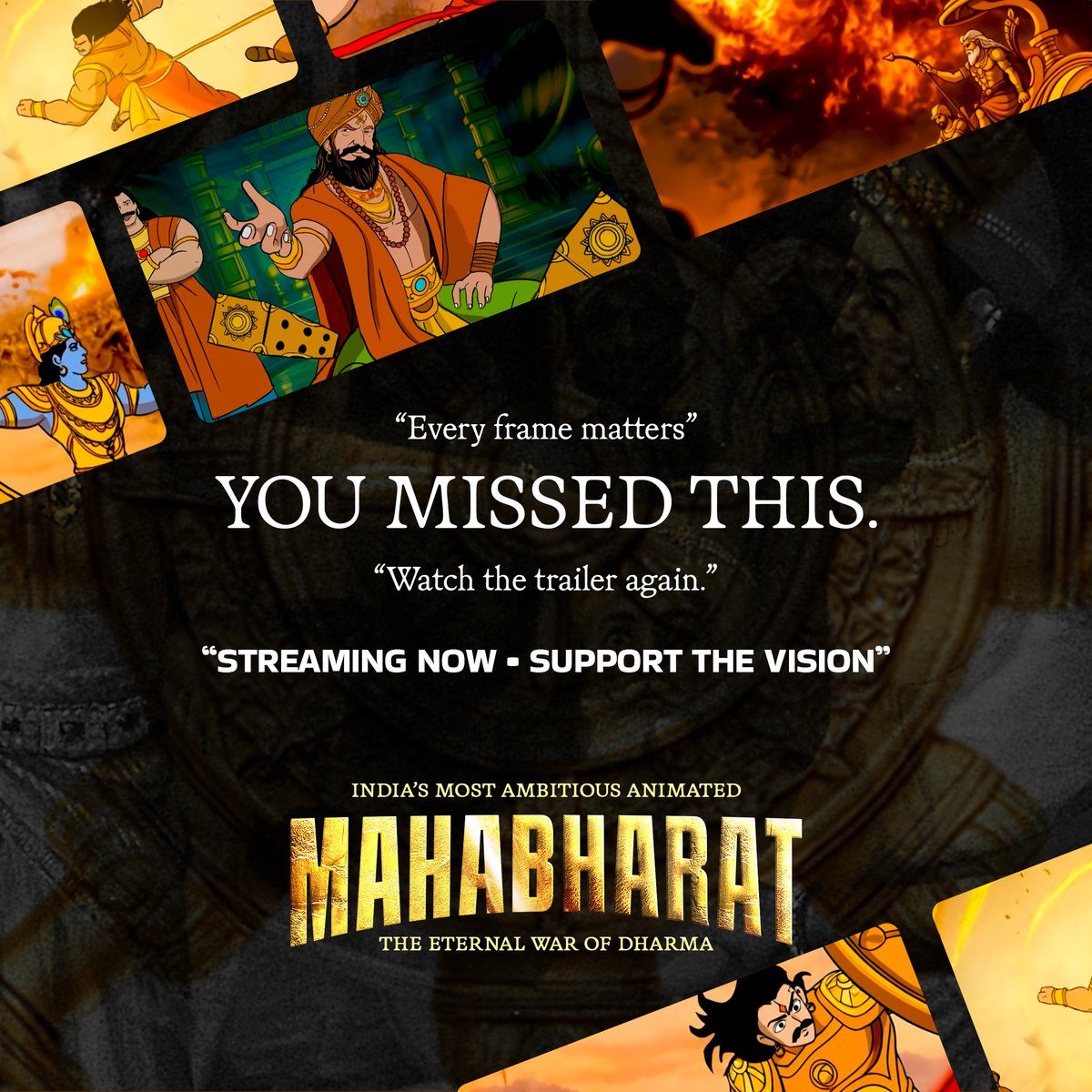 prachyam7's tweet image. You watched the trailer… But did you really see it? 
Every frame hides a story. 
Every moment has meaning.  
Go back. Watch it again. 

Support the vision: prachyam.org/supportformaha…

#Prachyam #Mahabharat #Dharma #ShriKrishna #PrachyamOriginal #Support
