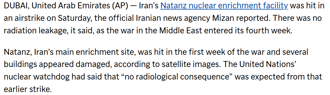 TheWarMonitor's tweet image. Iran’s Natanz nuclear facility, a key uranium enrichment site, was struck in an airstrike today. Early information suggests no radiation leak, but the situation is still developing.