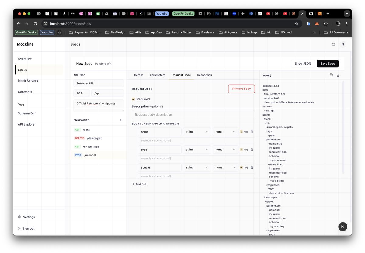 trillionclues's tweet photo. Gm guys!

Added support last night for interactive OpenAPI spec designer to build and deploy openAPI specs without writing any yaml or json.

You get full support for endpoints, path/query parameters, request bodies, and multiple responses.

#BuildInPublic #Mockline @getmockline https://t.co/9TlWMyURTl