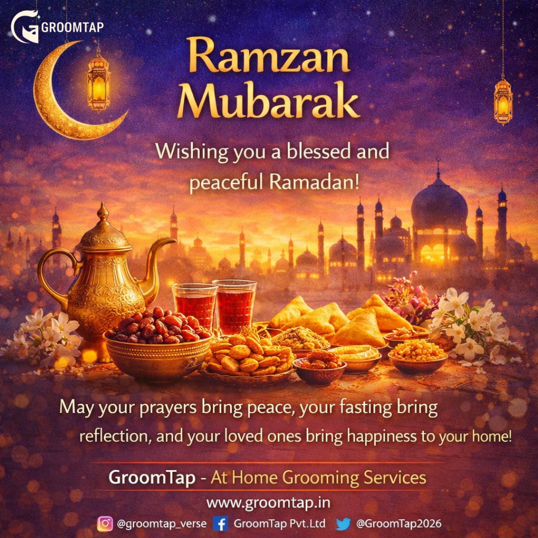 GroomTap2026's tweet image. May this Ramzan bring peace to your heart, light to your soul, and countless blessings to your home. 🌙✨
Wishing you a month filled with reflection, gratitude, and togetherness.
.
.
.
.
.
#RamzanMubarak #BlessedMonth #PeaceAndBlessings #GroomTap