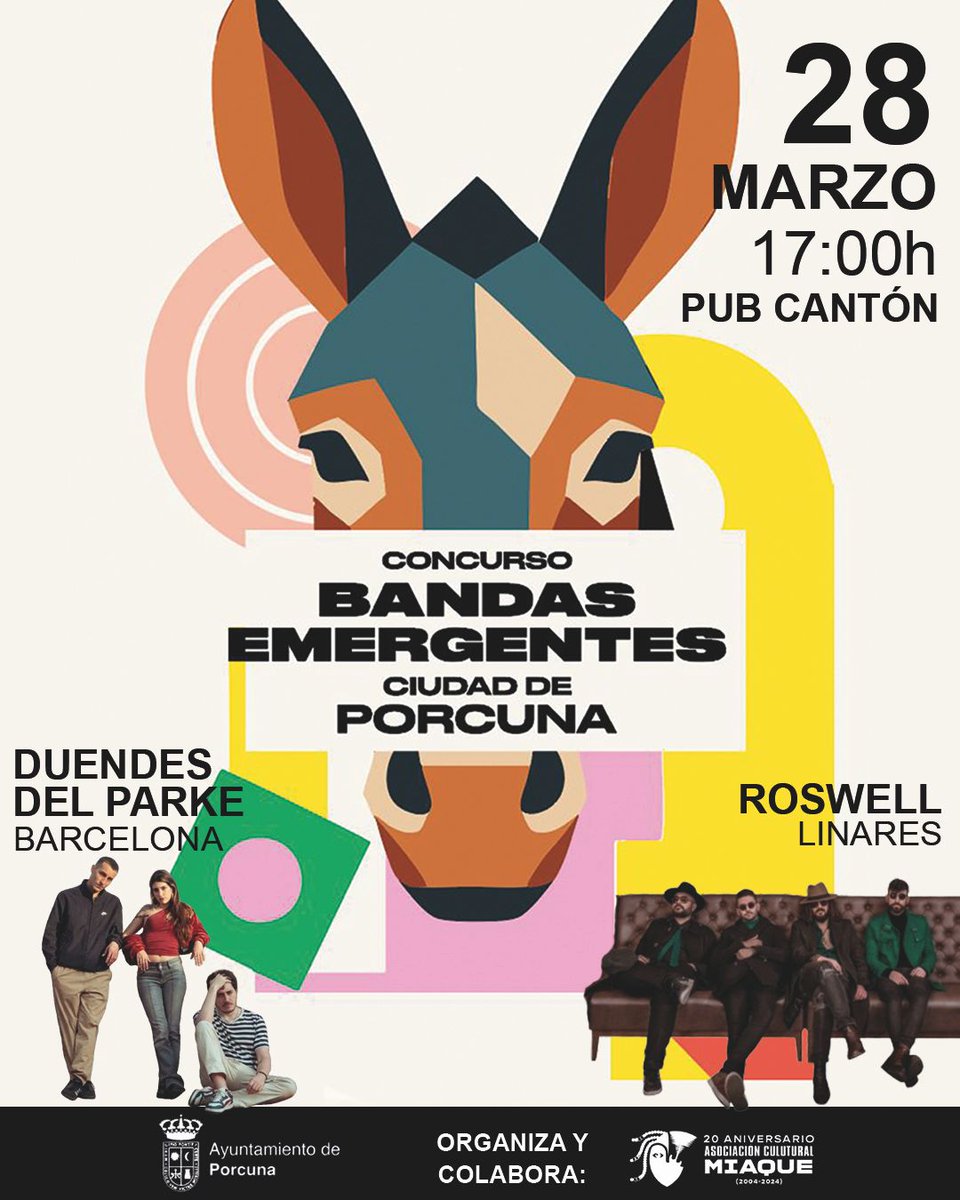 ajmiaque's tweet photo. ¡Ya está aquí!
Primera semifinal de la XXVIII edición del Concurso de Bandas Emergentes Ciudad de Porcuna!
¿Te lo vas a perder? https://t.co/BM1aTqcYpk