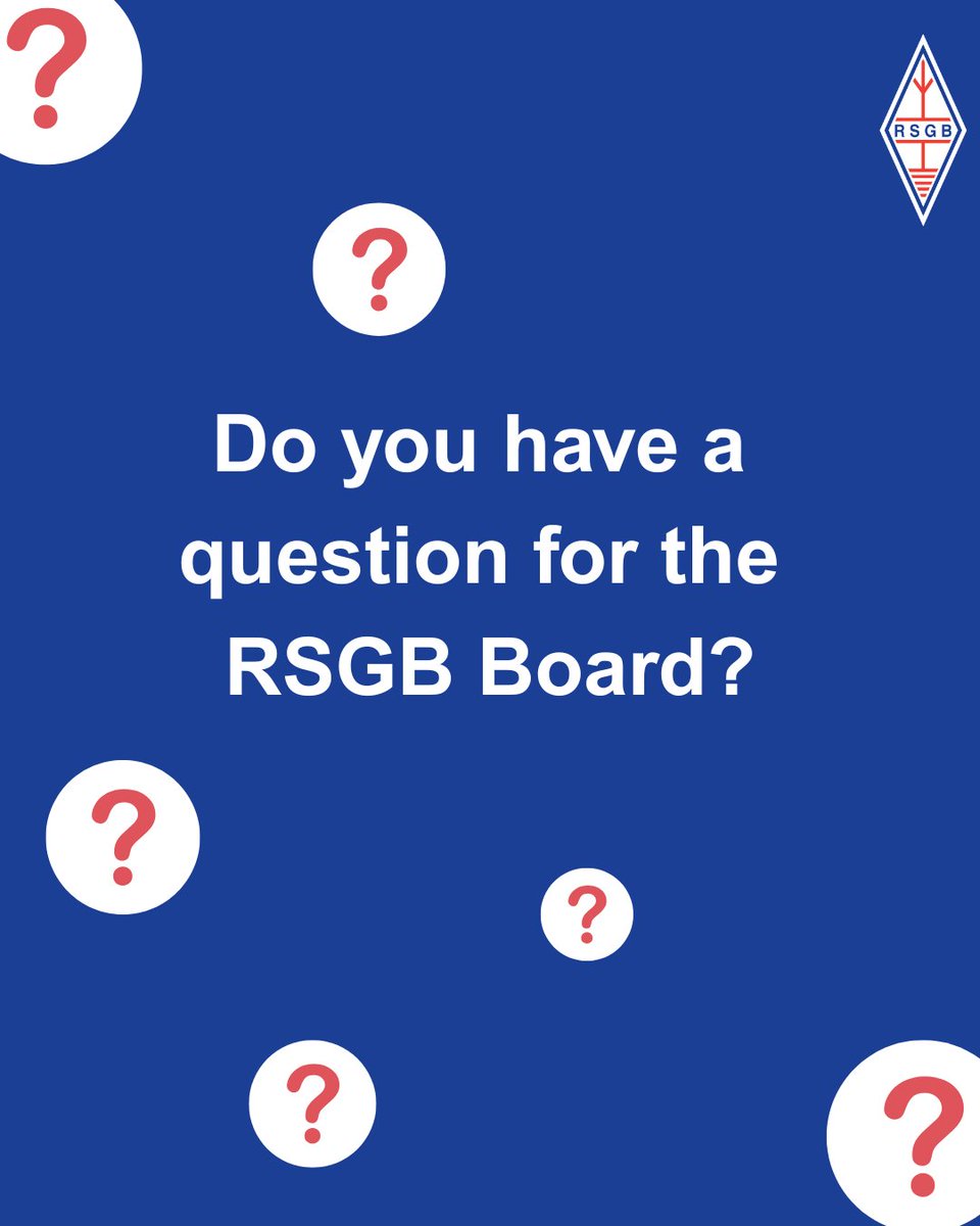 theRSGB's tweet photo. Do you have a question for the RSGB Board? 
There are three ways you can get involved:
▶️Ask a question live at the RSGB 2026 AGM via Zoom
▶️Submit a written question in advance
▶️Share your question via the live chat

Which format suits you best? Find out more, including important deadlines, by going to https://t.co/3Ey8s6SipX

#RSGBagm #RSGBelections #RSGBstrategy #RSGBgrowth #RSGBmembership #amateurradio #hamr