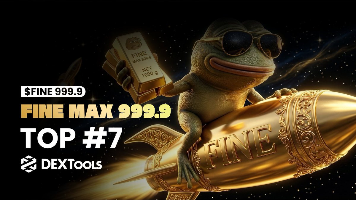 fine999_pro's tweet photo. The rise continues 📈
$Fine999.9 just secured rank #7 on DEXTools! 🚀 https://t.co/cxHGMhUpjZ