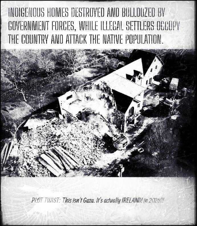 museumsireland's tweet photo. In #Ireland, #HumanTrafficking Hubs appear to receive more favourable treatment by planning authorities, than Native homes. Even office blocks and factories are repurposed for the #InternationalProtectionRacket, while we've nearly 20,000 Irish homeless!

Destroyed home in #Meath https://t.co/Tj4UUKv7Iq
