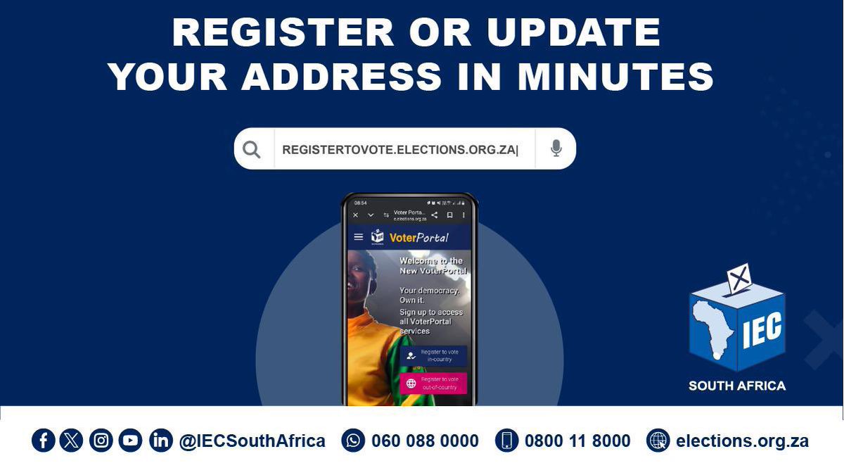 MsMamma_'s tweet photo. 5 minutes. That's all it takes to register to vote. Register where you live, vote where you're registered. Moved recently? Update your voting station: https://t.co/gWrsu2Png1 #WozaLGE2026 #RegisterNow https://t.co/uM8C5i2yhO