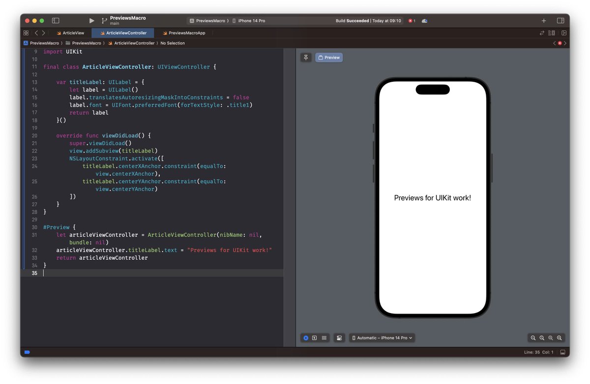 twannl's tweet image. Do you have views defined in AppKit or UIKit?

You can now benefit from the new #Preview Macro 🚀
avanderlee.com/xcode/preview-…    

#swiftlang #iosdev