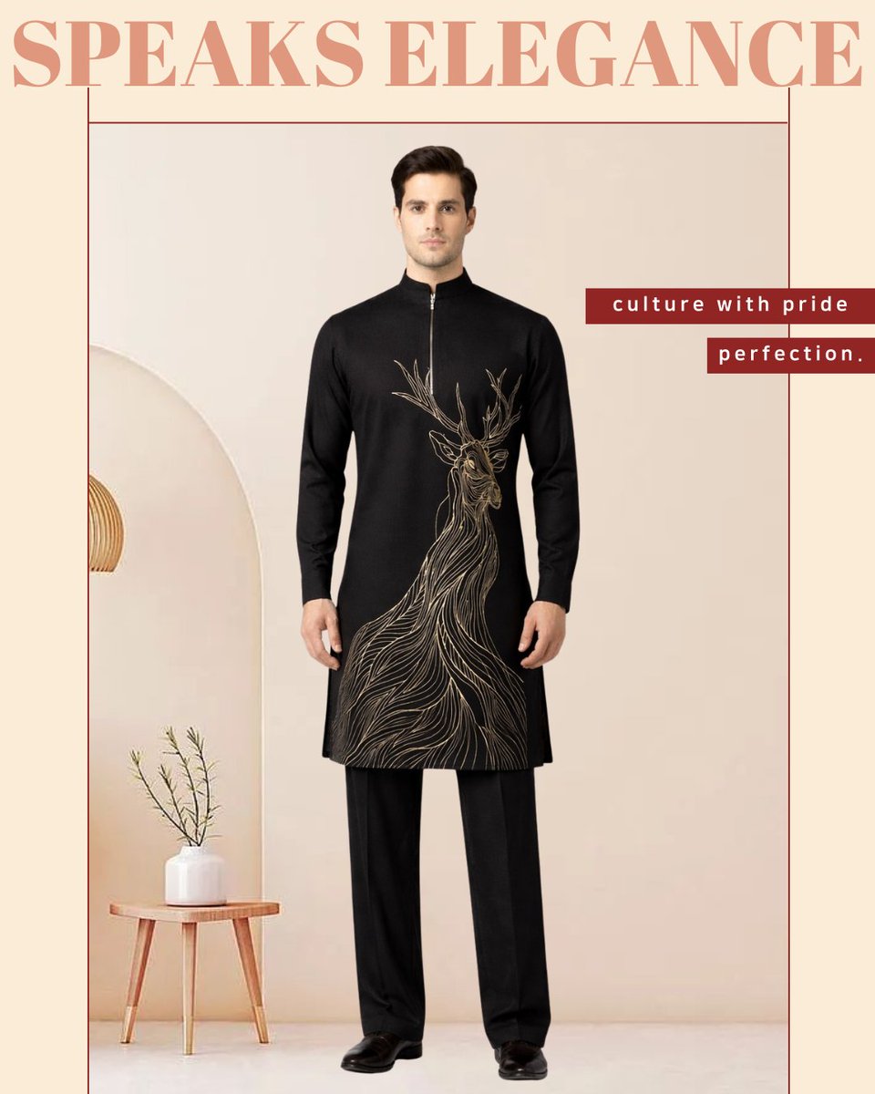 ZillianDesigner's tweet image. Black embroidered kurta elegance redefining modern ethnic fashion 🖤
#BlackKurta #EthnicWear #KurtaStyle #IndianFashion #MensWear #DesiStyle #FestiveLook #StyleInspo #OutfitGoals #FashionReel

{Black embroidered kurta, royal look, premium style, festive wear, elegant design}
