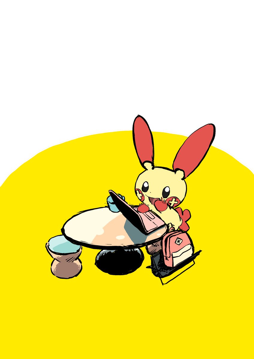 カフェで作業するプラスル