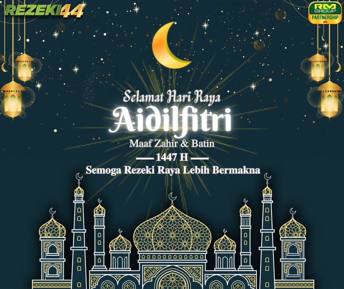 rezeki44my's tweet photo. ⭐️⭐️ Selamat Hari Raya Aidilfitri 1447H ⭐️
Maaf Zahir &amp; Batin⭐️

Di kesempatan yang penuh bermakna ini, REZEKI44 mengucapkan jutaan terima kasih kepada semua member setia yang sentiasa bersama kami🙏🏻🙏🏻 https://t.co/7bijwR5slf