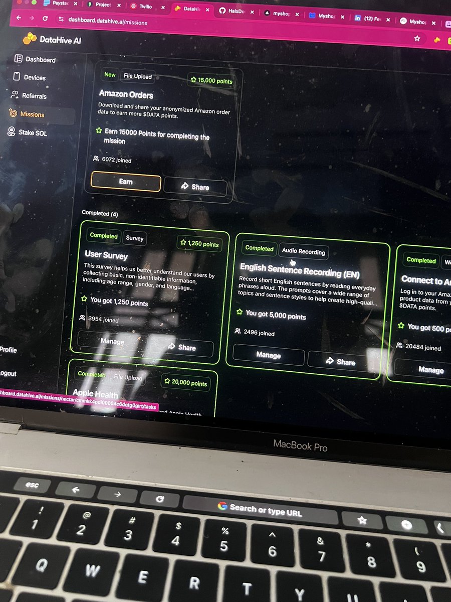 Do the new mission on <a href="/datahiveai/">Datahive AI</a>  and rack up points 

If you haven’t started,

join now 

datahive.ai/?invite=suqbu2p