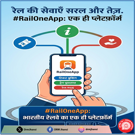 DrmJhansi's tweet image. रेल सेवाएं अब और भी आसान, तेज और स्मार्ट! 🚆📱
RailOneApp के साथ टिकट बुकिंग से लेकर रेल मदद तक—सब कुछ एक ही प्लेटफॉर्म पर।

#RailOneApp #IndianRailways #SmartTravel #DigitalIndia #RailSeva #EasyTravel