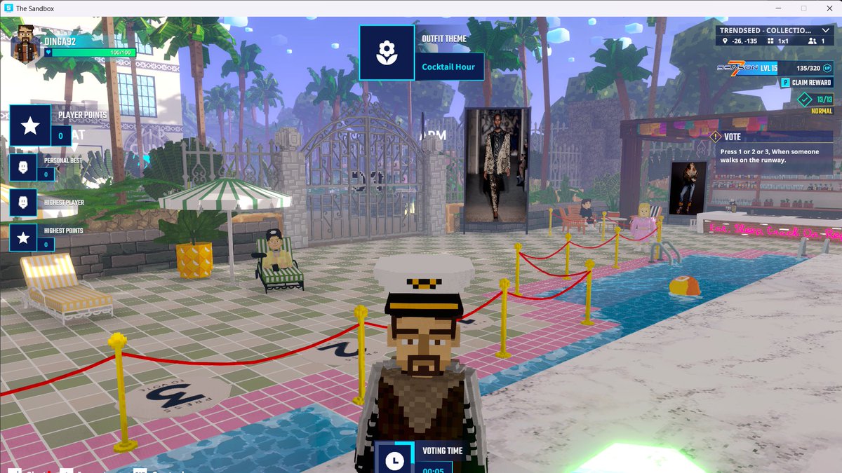 Dingas92's tweet photo. Catwalk walk complete in The Sandbox Season 7. Rate the fit. @TheSandboxGame https://t.co/RvF8vxELU4 #Season7 https://t.co/9YQ6YcLsYM