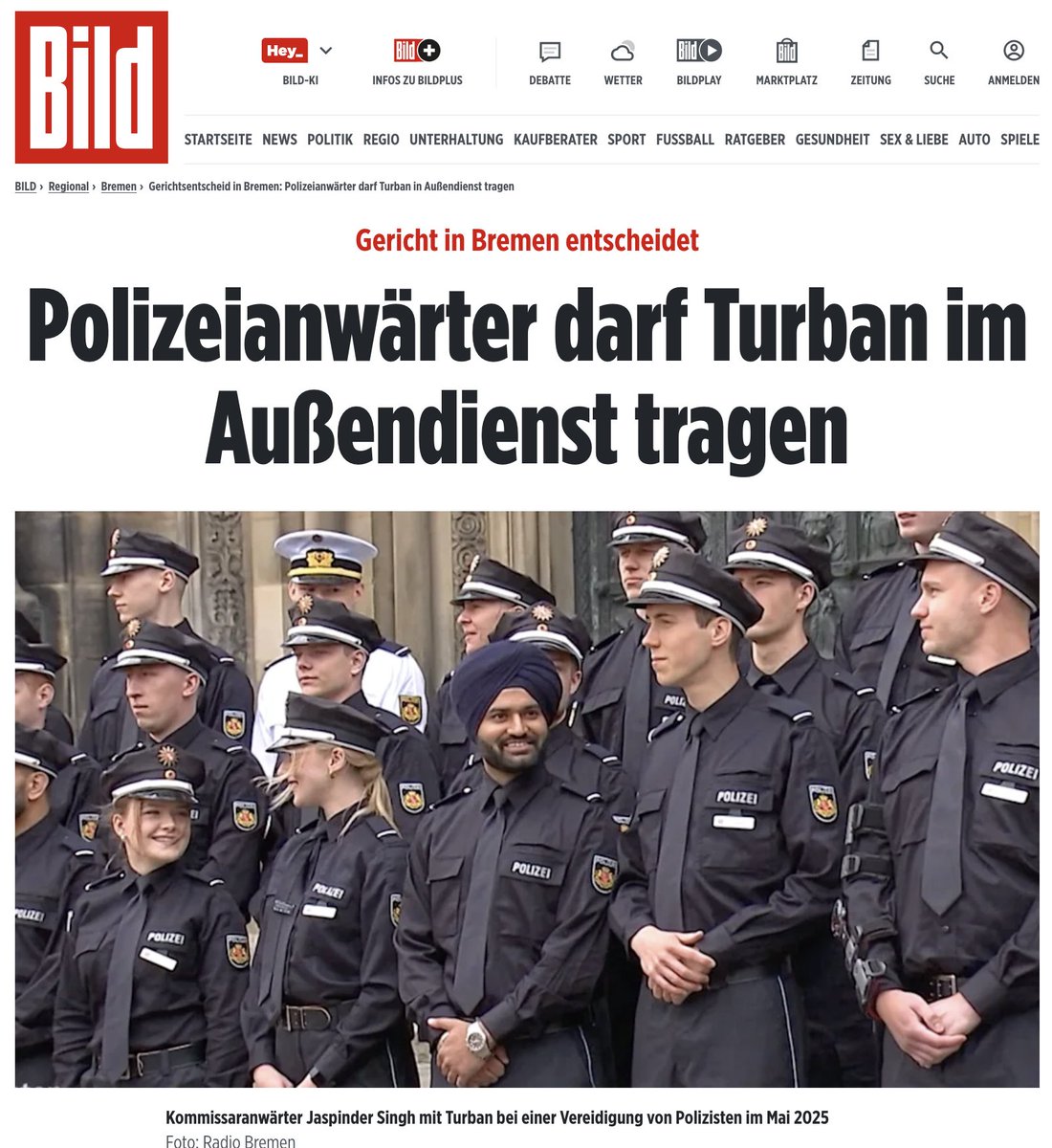 UlfKollwitz's tweet image. Kurz vor einer Bademantel-Sprachäußerung.
🤨🤐🤐🤐🤐🤐🤐

Bremen – Seine Klage hatte Erfolg. Im Turban-Streit bei der Polizei in Bremen hat der Kommissaranwärter Jaspinder Singh einen Teilerfolg erzielt. Das Verwaltungsgericht der Hansestadt gab seinem Eilantrag statt, dass er