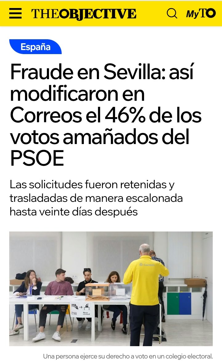 <a href="/elespanolcom/">EL ESPAÑOL</a> <a href="/anucaibq/">Anuca IbáńezBdeQ</a> ¿De quién depende el censo electoral, la mayoría de Indra, la mayoría de la Junta Electoral, TVE, CIS, la agencia EFE y Correos?  Pues eso. 
No confíen en ningún organismo o medio vinculado al partido de gobierno y sin ninguna independencia.