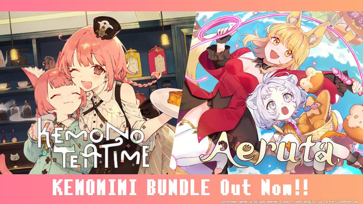 Studio_Lalala_E's tweet photo. ୨୧‥‥∵‥‥∵‥‥∵‥‥∵‥‥୨୧
　　Aeruta × Kemono Teatime
　KEMOMIMI BUNDLE Out Now
୨୧‥‥∵‥‥∵‥‥∵‥‥∵‥‥୨୧

To celebrate the Steam Spring Sale, the KEMOMIMI BUNDLE is now available!

Get both titles at a better value than buying separately.
Don’t miss out🦊🍞 https://t.co/whvp4CMOLT
