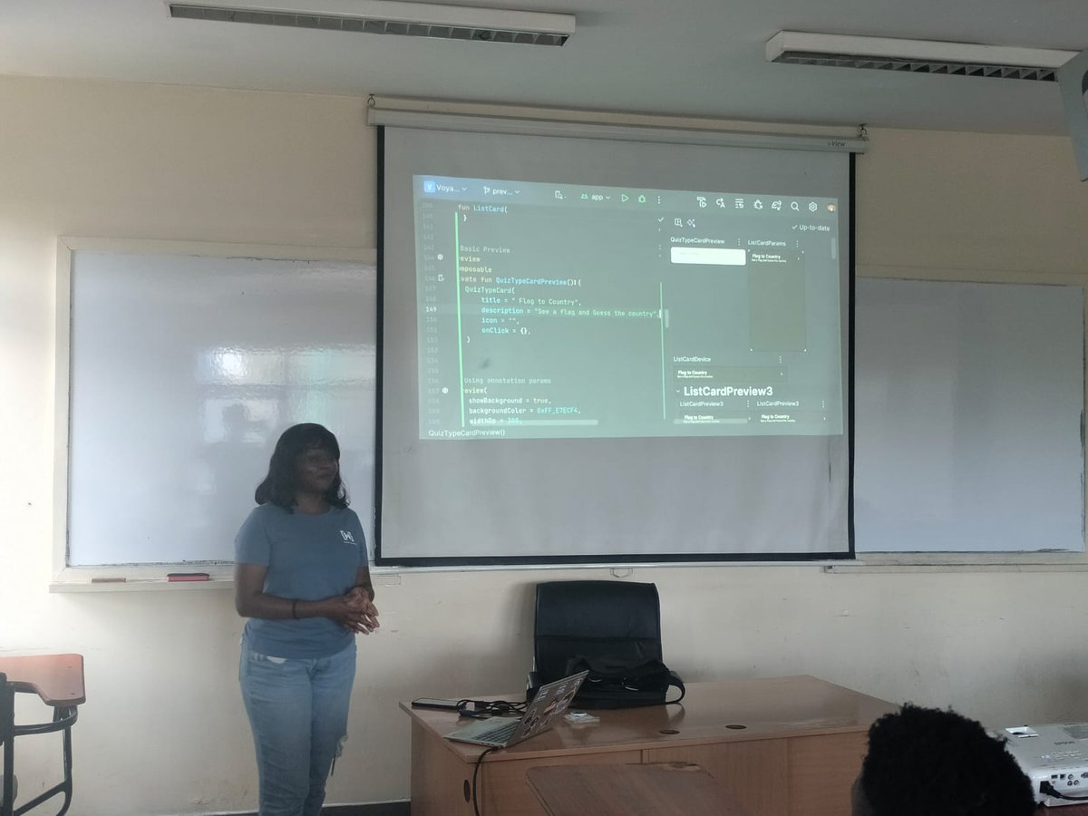 kotlinkenya's tweet photo. 🎤 @Jacqui_Gitau’s session is ongoing!

We’re exploring *Mastering Jetpack Compose Previews for Faster UI Development* ⚡

From faster iteration to better UI validation, this session is packed with practical insights for modern Android development 🚀

#Android254 #KotlinKenya https://t.co/60xt8zAvpg